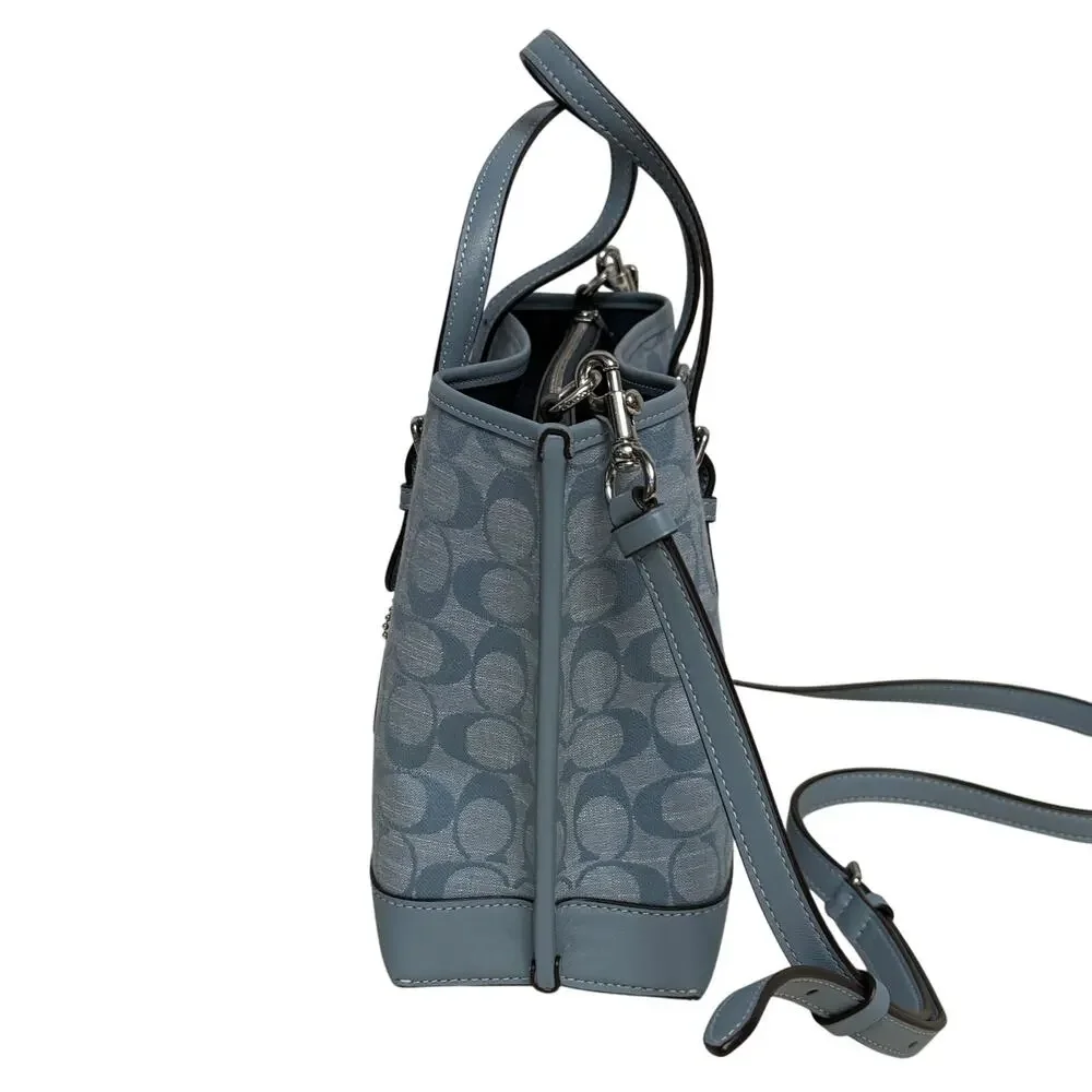 Coach Mollie Tote Bag 25 Signature C Light Blue - Picture 4 of 12